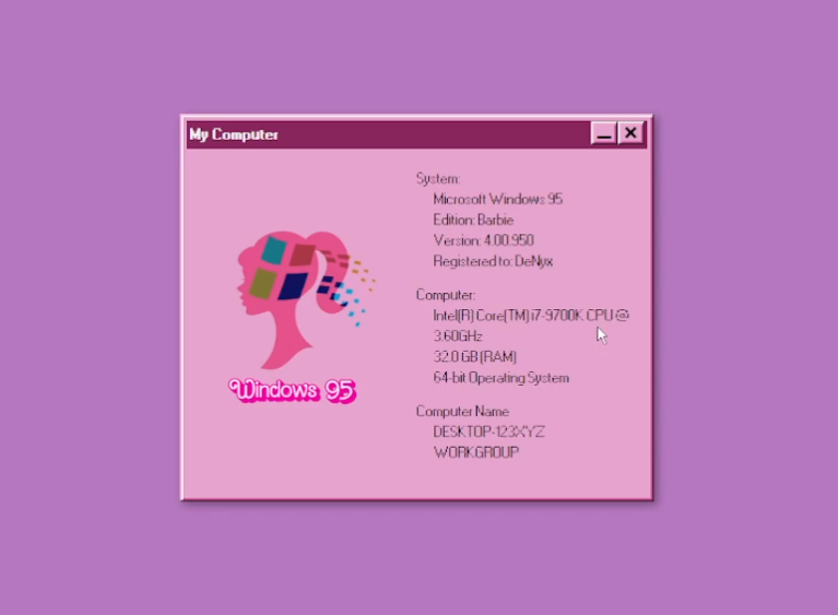 Windows 95 - Barbie Themed